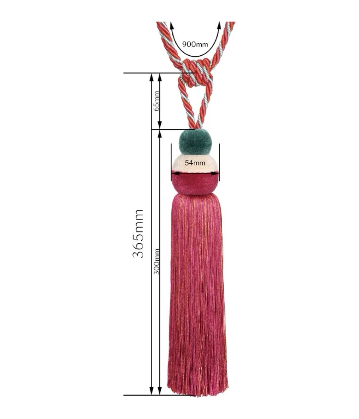 Large tassel MB8133Y — Dimensions diagram