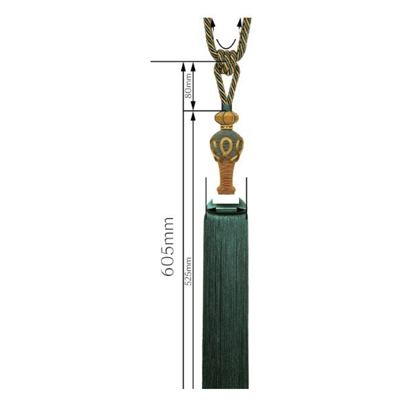 Large tassel MBR8051Y — Dimensions diagram
